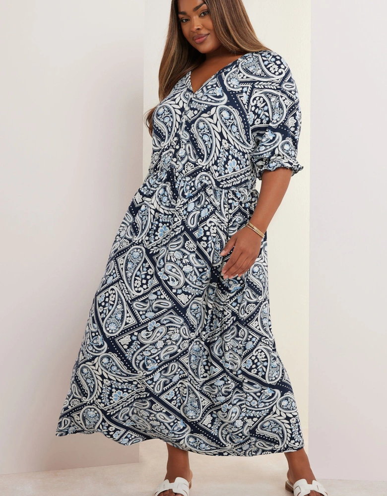Paisley Button Front Maxi Dress