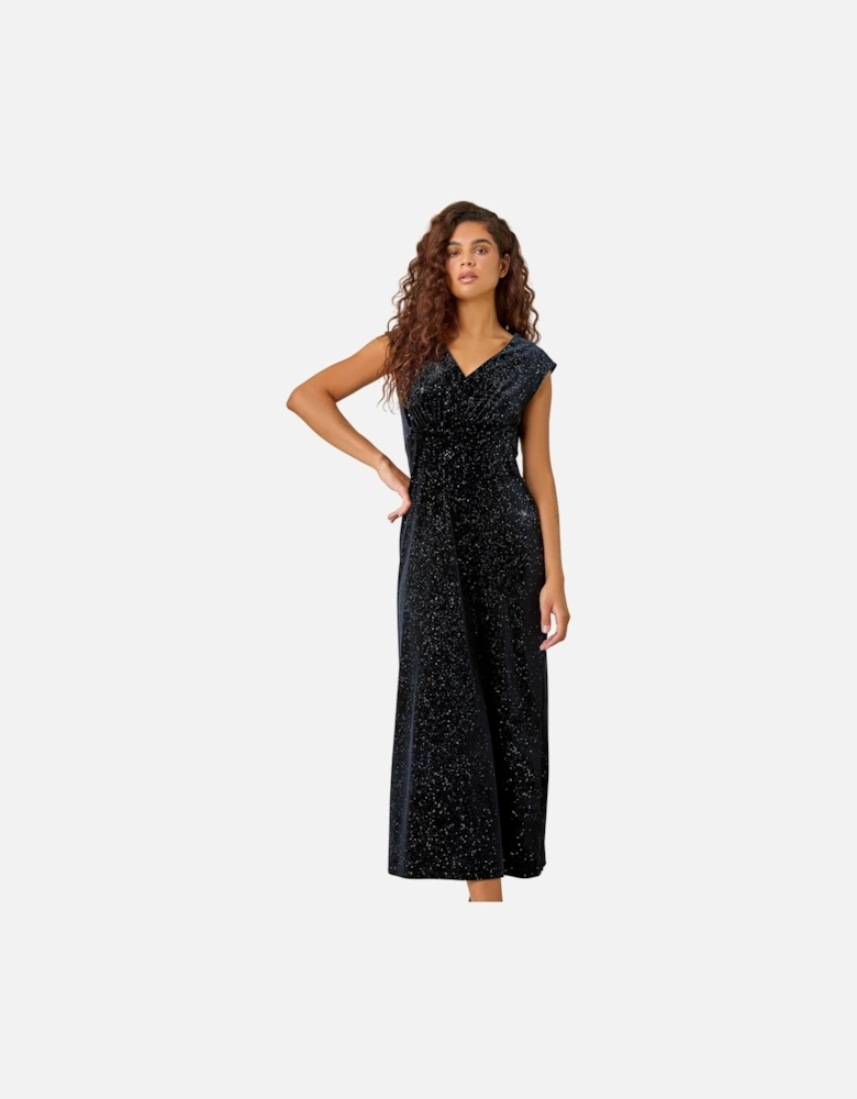 Glitter Velvet Maxi Stretch Dress