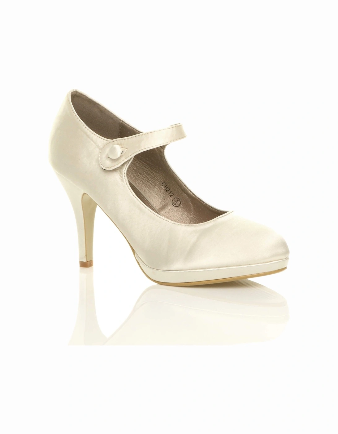 High Slim Heel Mary Jane Satin Court Shoes, 2 of 1