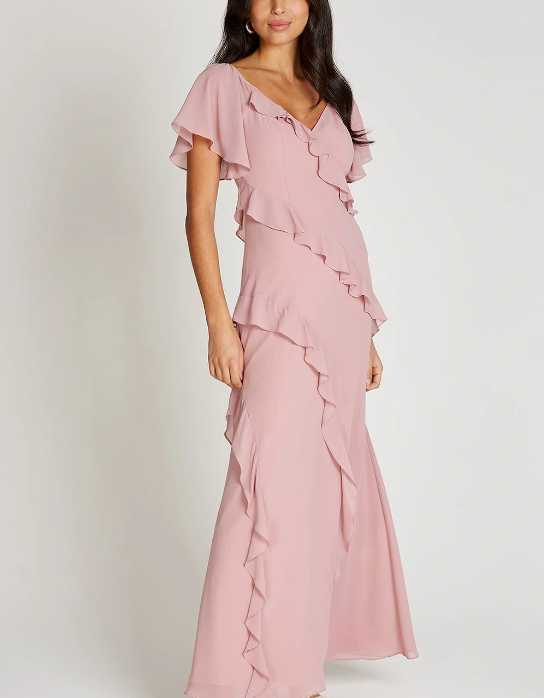 Dusty Pink Off Shoulder Ruffle Maxi Dress, 2 of 1