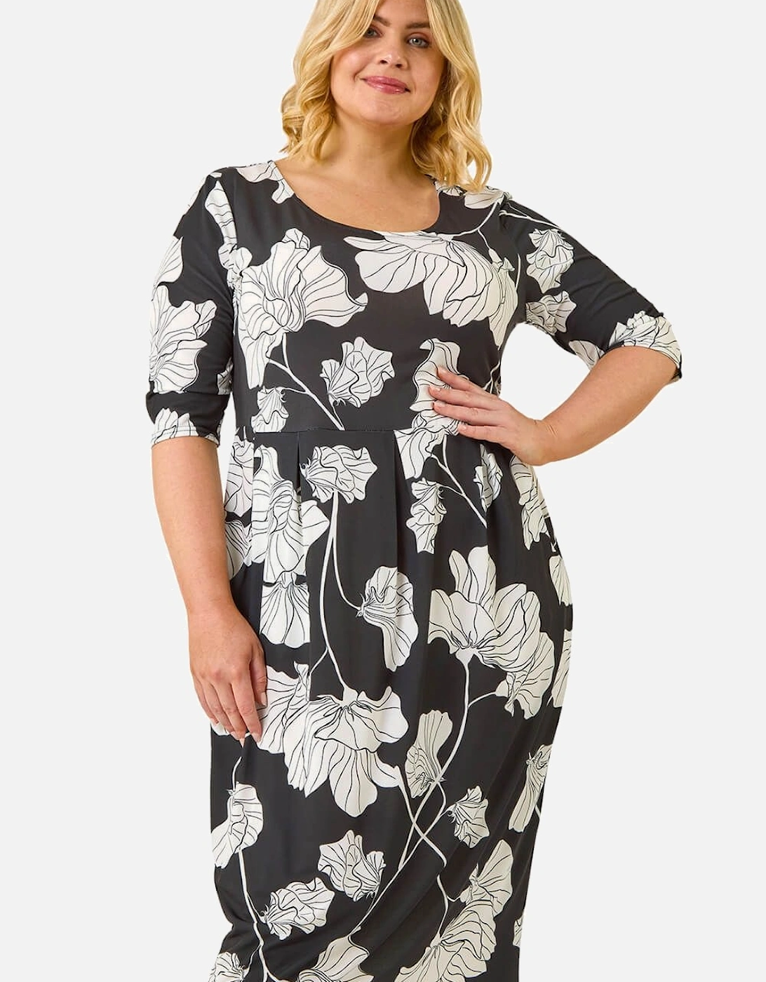 Curve Floral Print Pocket Dress, 2 of 1