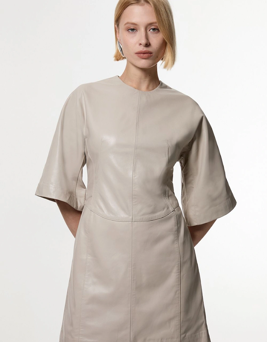 Leather Seam Mini Dress, 2 of 1