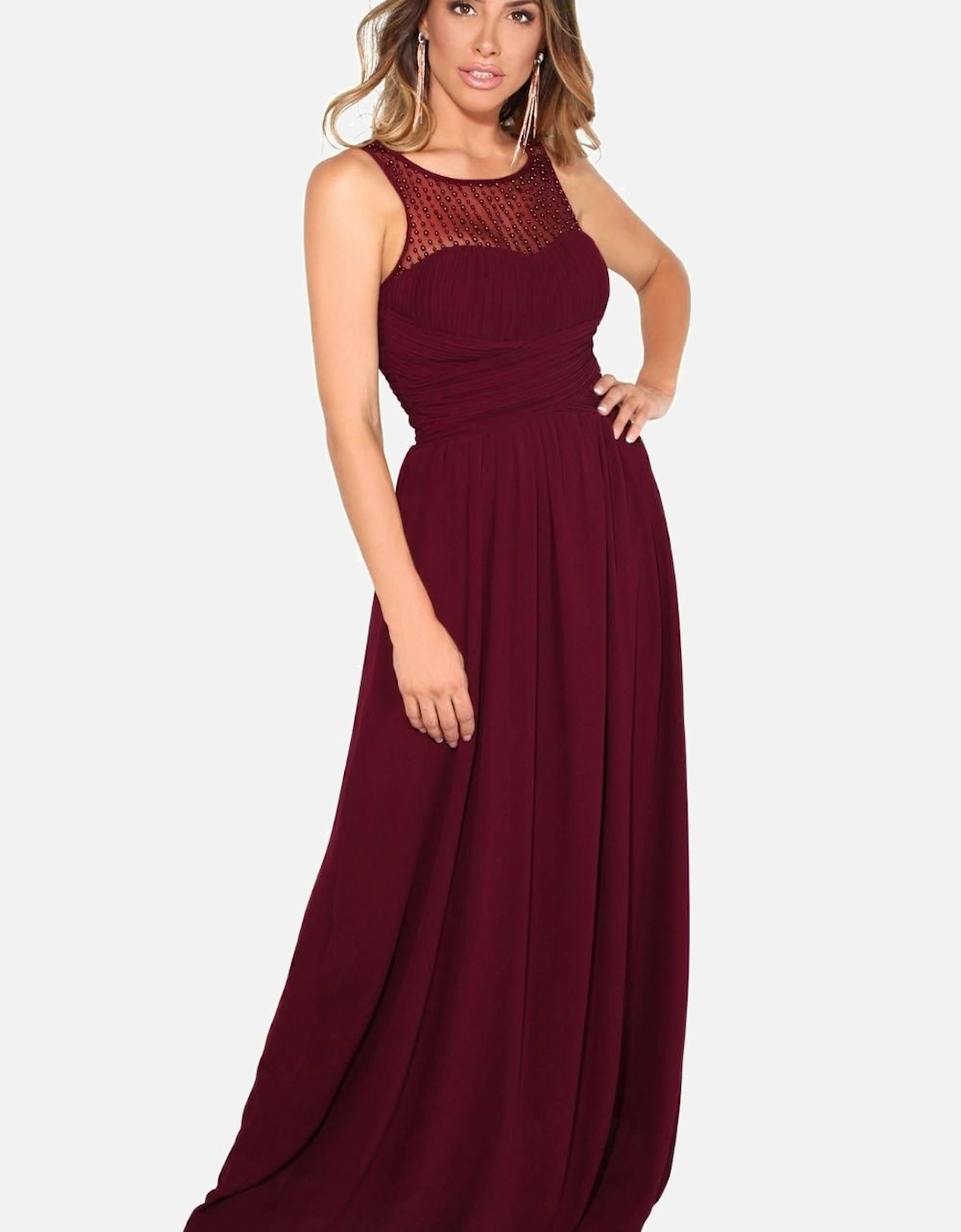 Gem & Mesh Front Chiffon Maxi Dress, 2 of 1