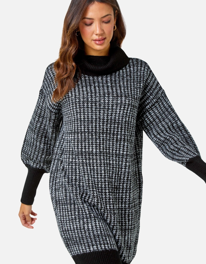 Contrast Roll Neck Jumper Dress