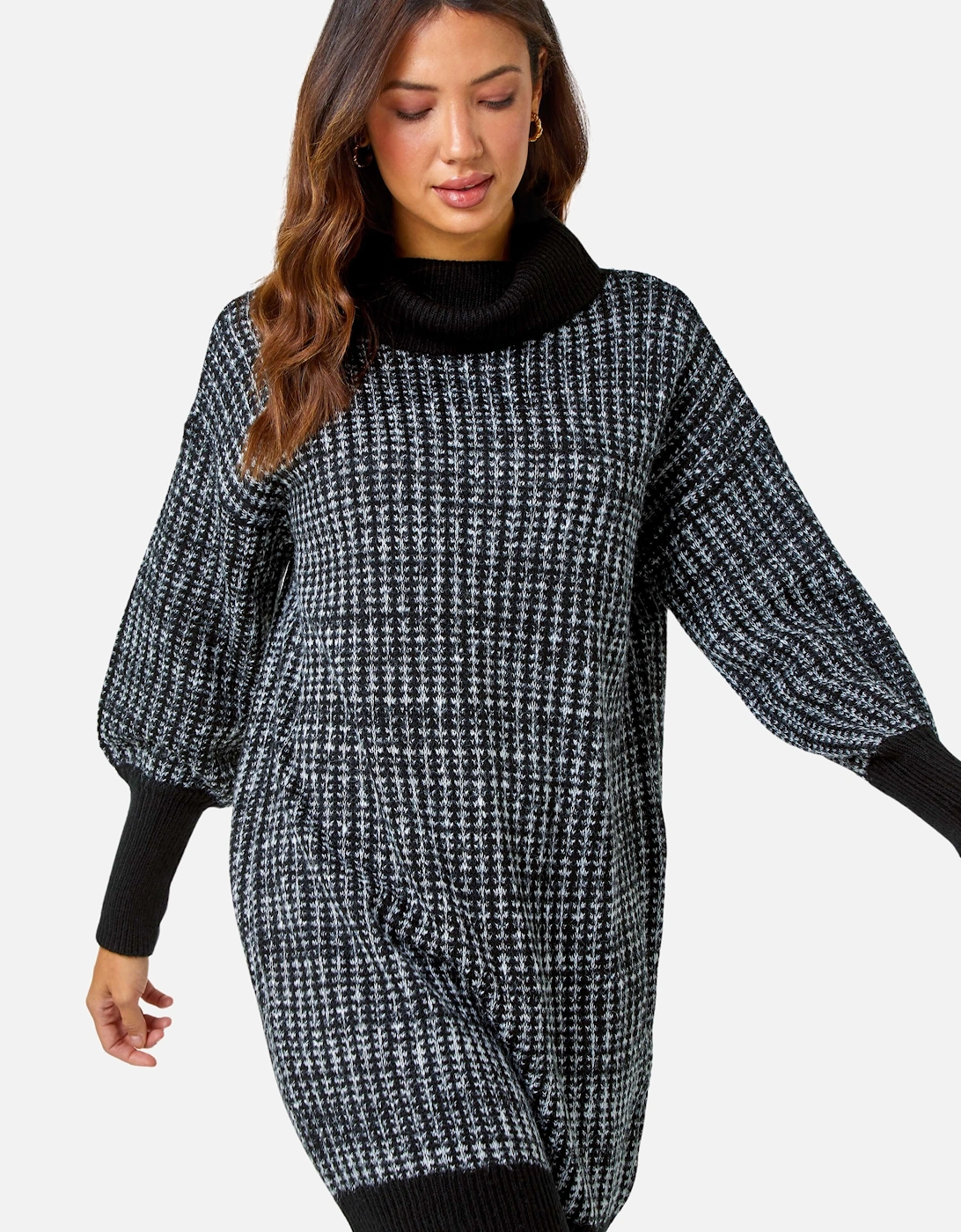 Contrast Roll Neck Jumper Dress, 2 of 1