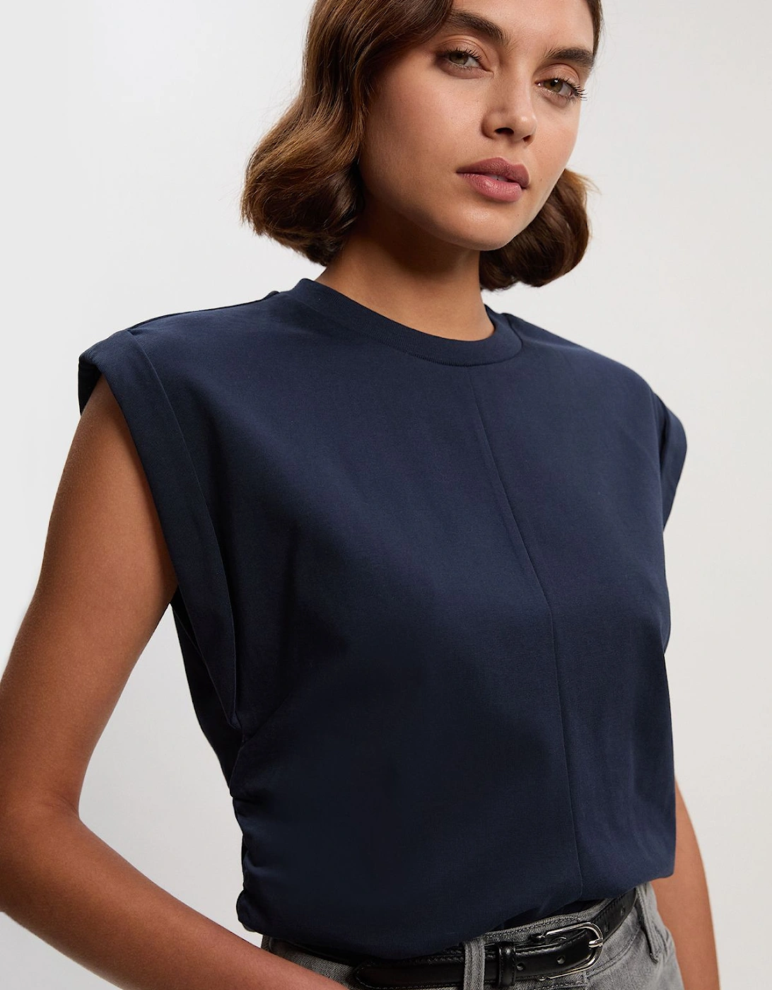 Cotton Ruched Waist Detail Tshirt, 2 of 1
