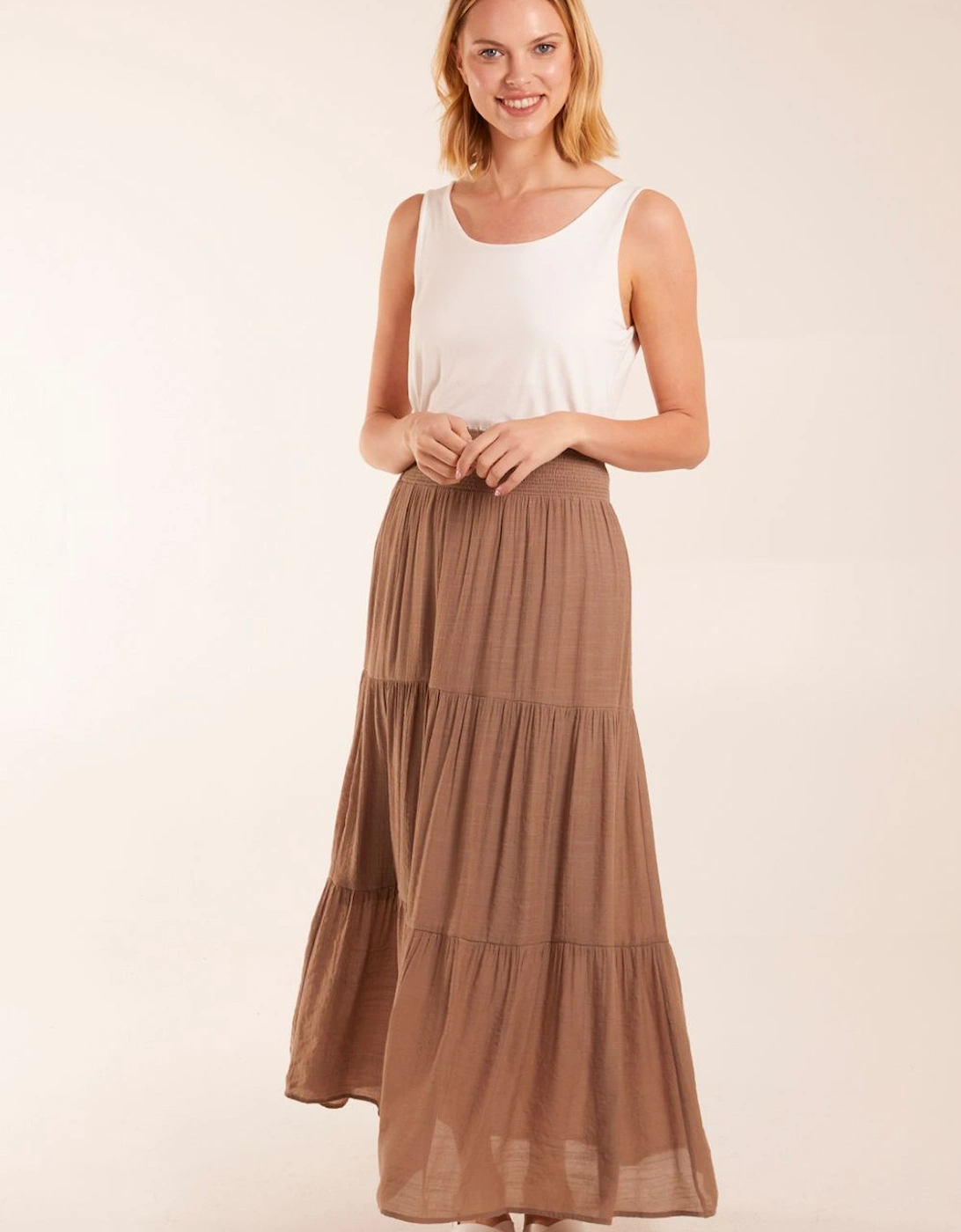 Shirring Waist Tiered Maxi Skirt, 2 of 1