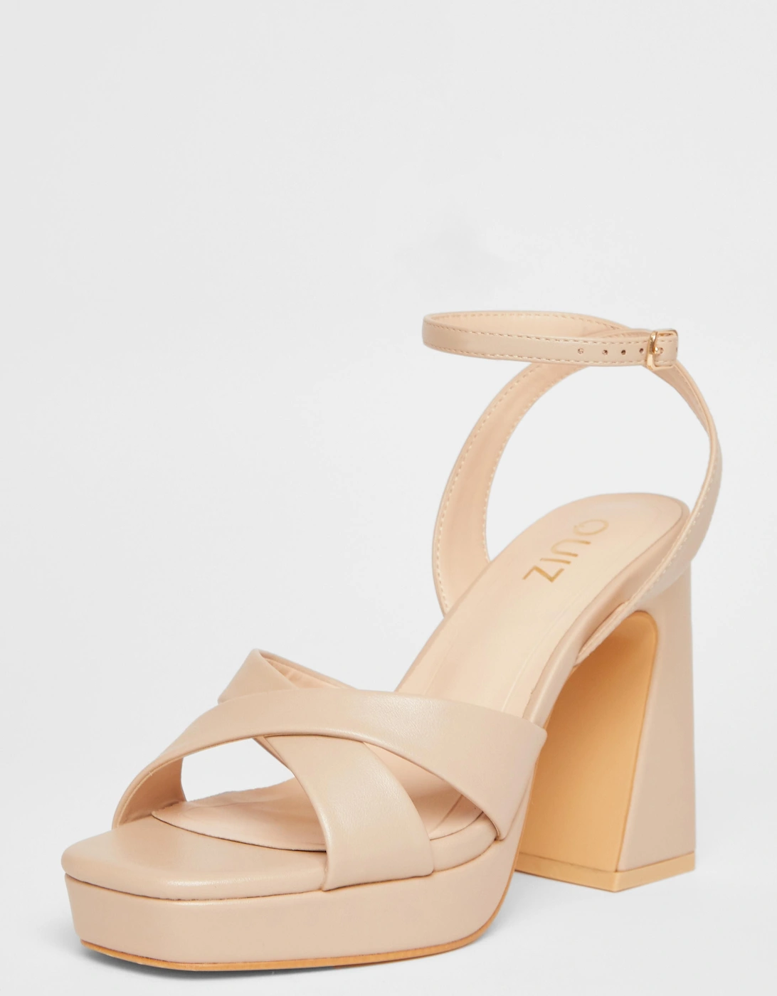 Nude Faux Leather Platform Heels, 2 of 1