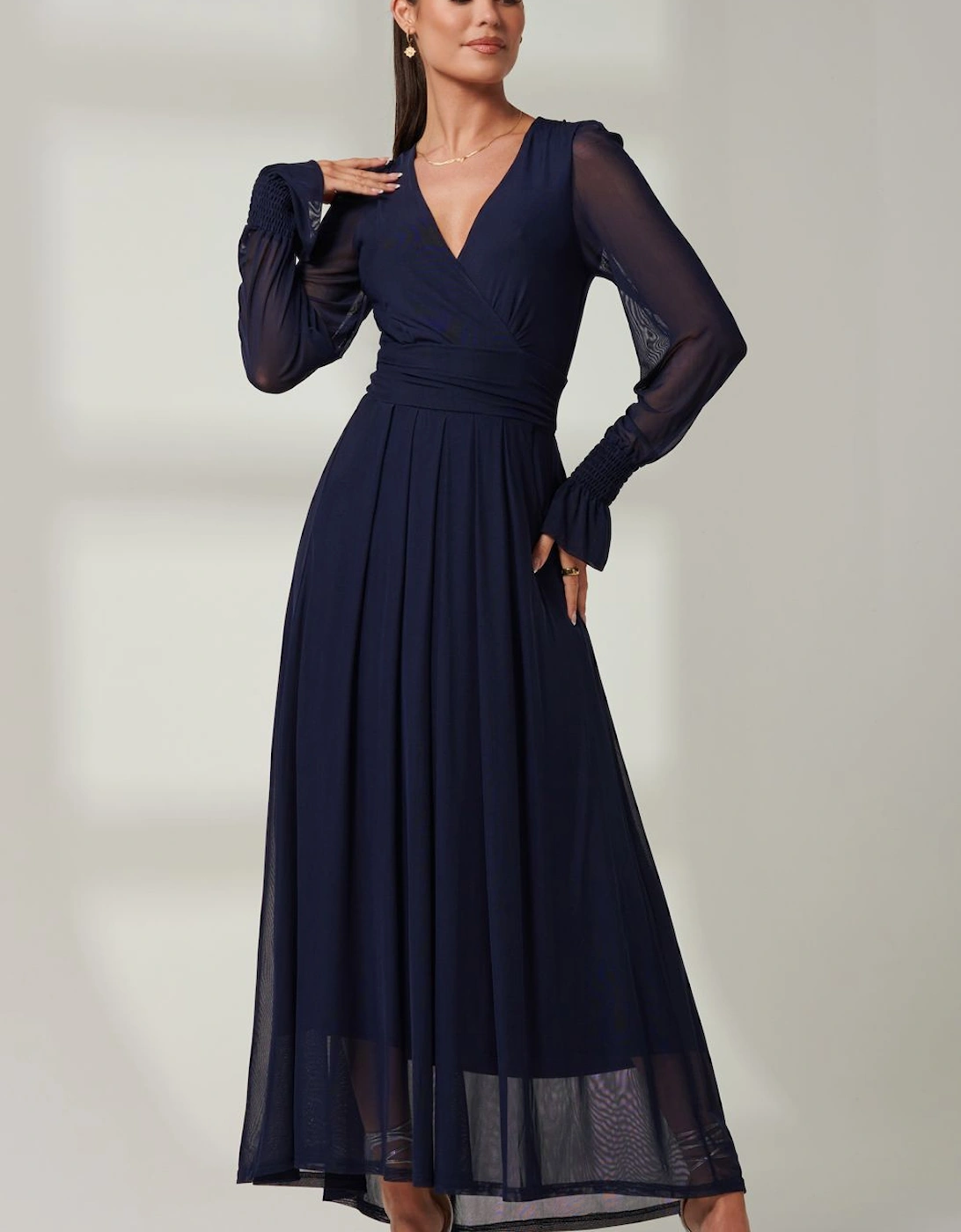 Greta Long Sleeve Mesh Maxi Dress, 2 of 1