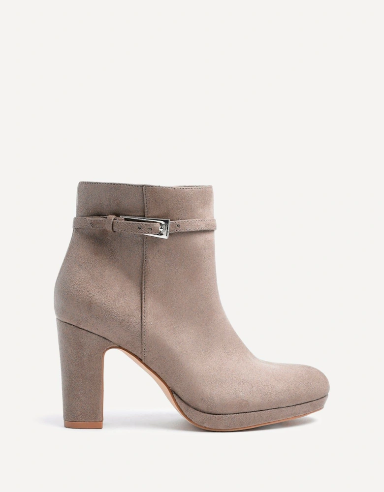 Stefani Mocha Faux Suede Heeled Ankle Boot