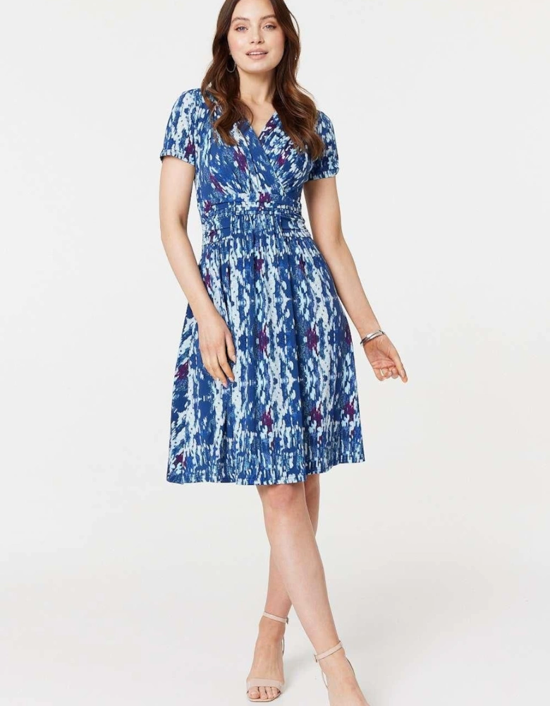 Tie Dye Faux Wrap Short Dress
