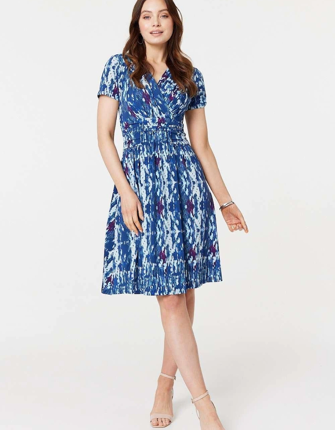 Tie Dye Faux Wrap Short Dress, 2 of 1