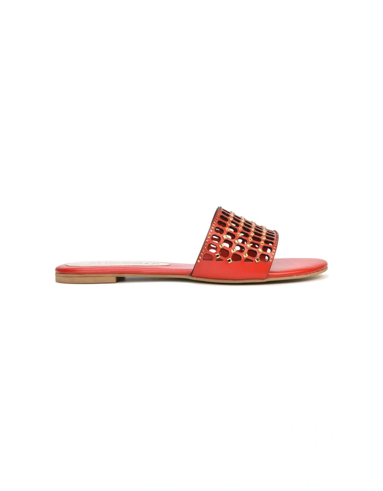 'Abbie' Mesh Strappy Diamante Slip On Flat Sandals Sliders