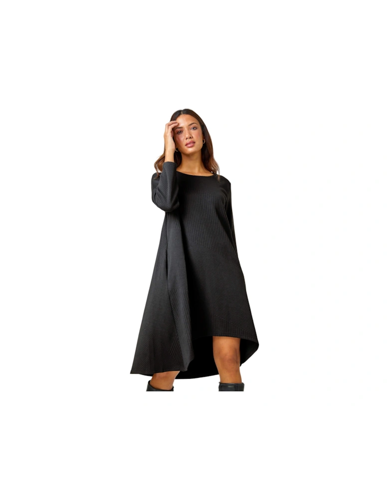 Ribbed Asymmetric Stretch Jersey Dress