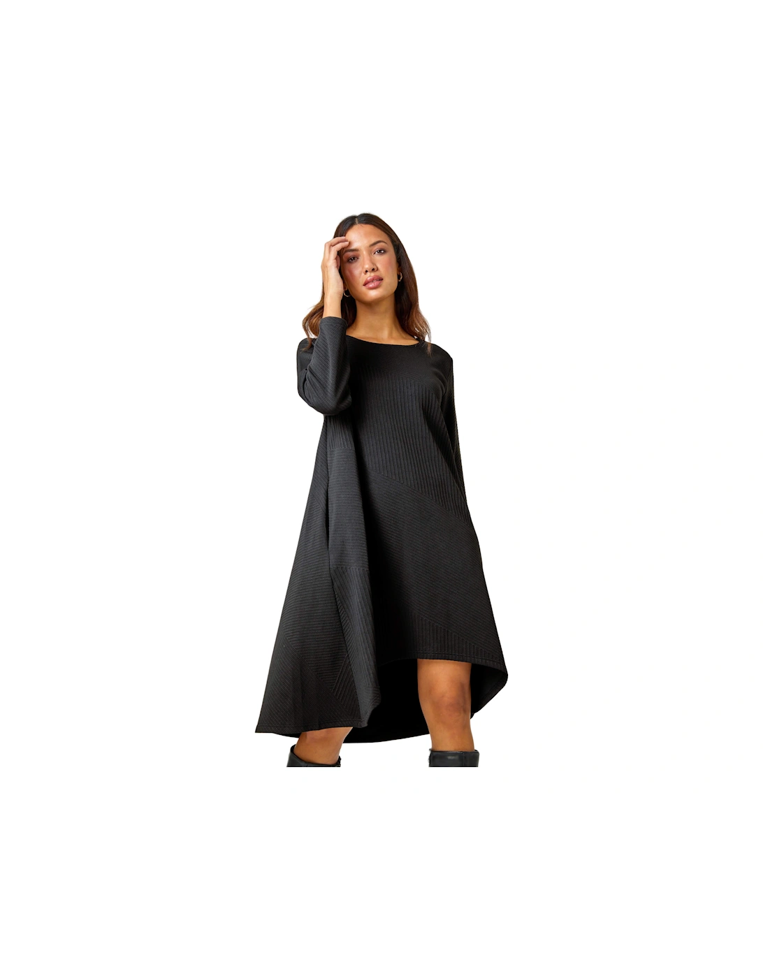Ribbed Asymmetric Stretch Jersey Dress, 2 of 1