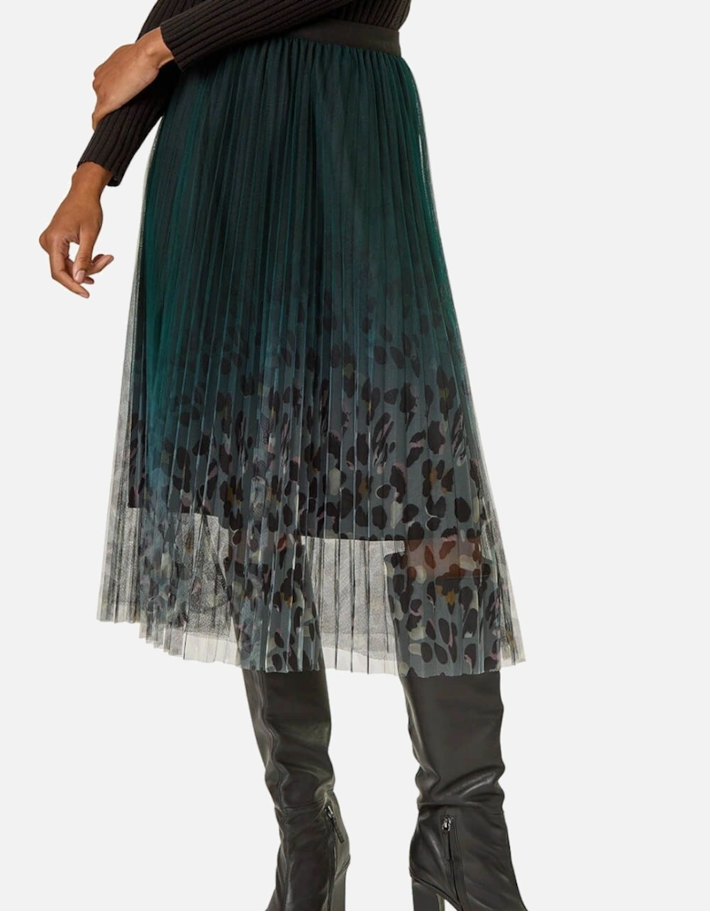 Printed Pleat Mesh Skirt