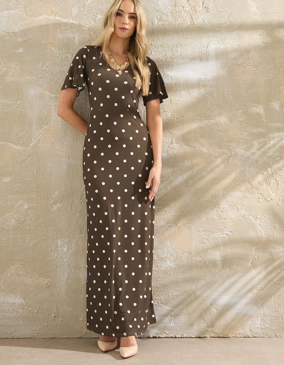 Tall Spot Angel Sleeve Maxi Dress, 2 of 1