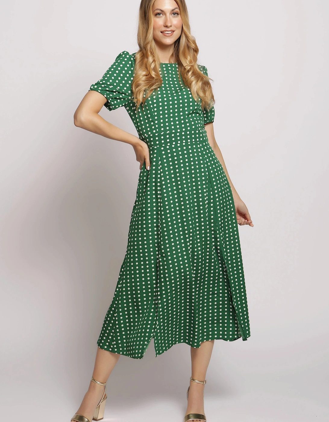 Short Sleeve Maxi Dress In Polka Dot, 2 of 1