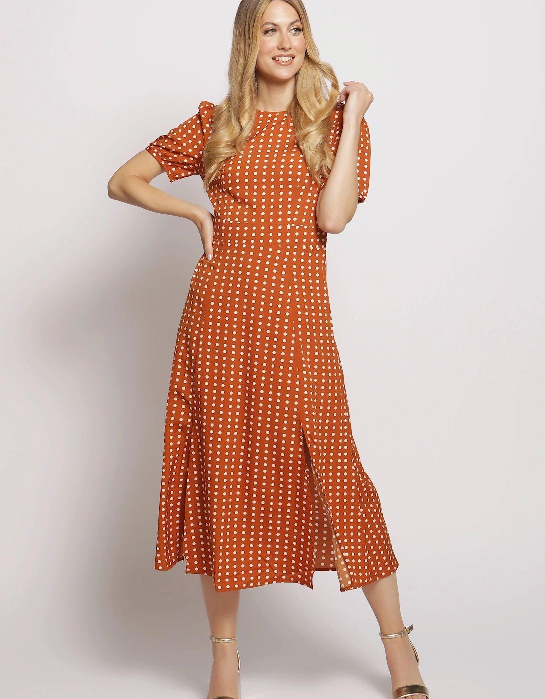 Short Sleeve Maxi Dress In Polka Dot, 2 of 1