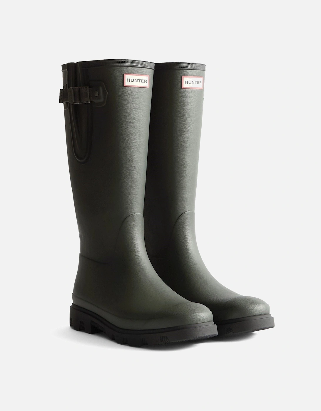 Men's Hunter Downpour Adjustable Boot Rubber Men's Dark Olive/Black Wellington Boots - Green - Size: 8