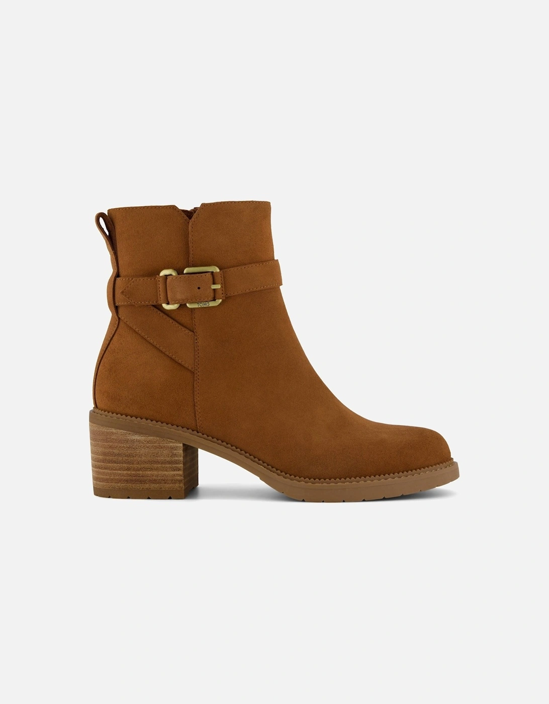 Hailey Buckle Leather Women's Amber Brown Heeled Ankle Boots