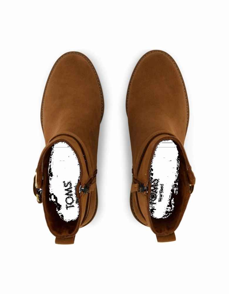 Hailey Buckle Leather Women's Amber Brown Heeled Ankle Boots