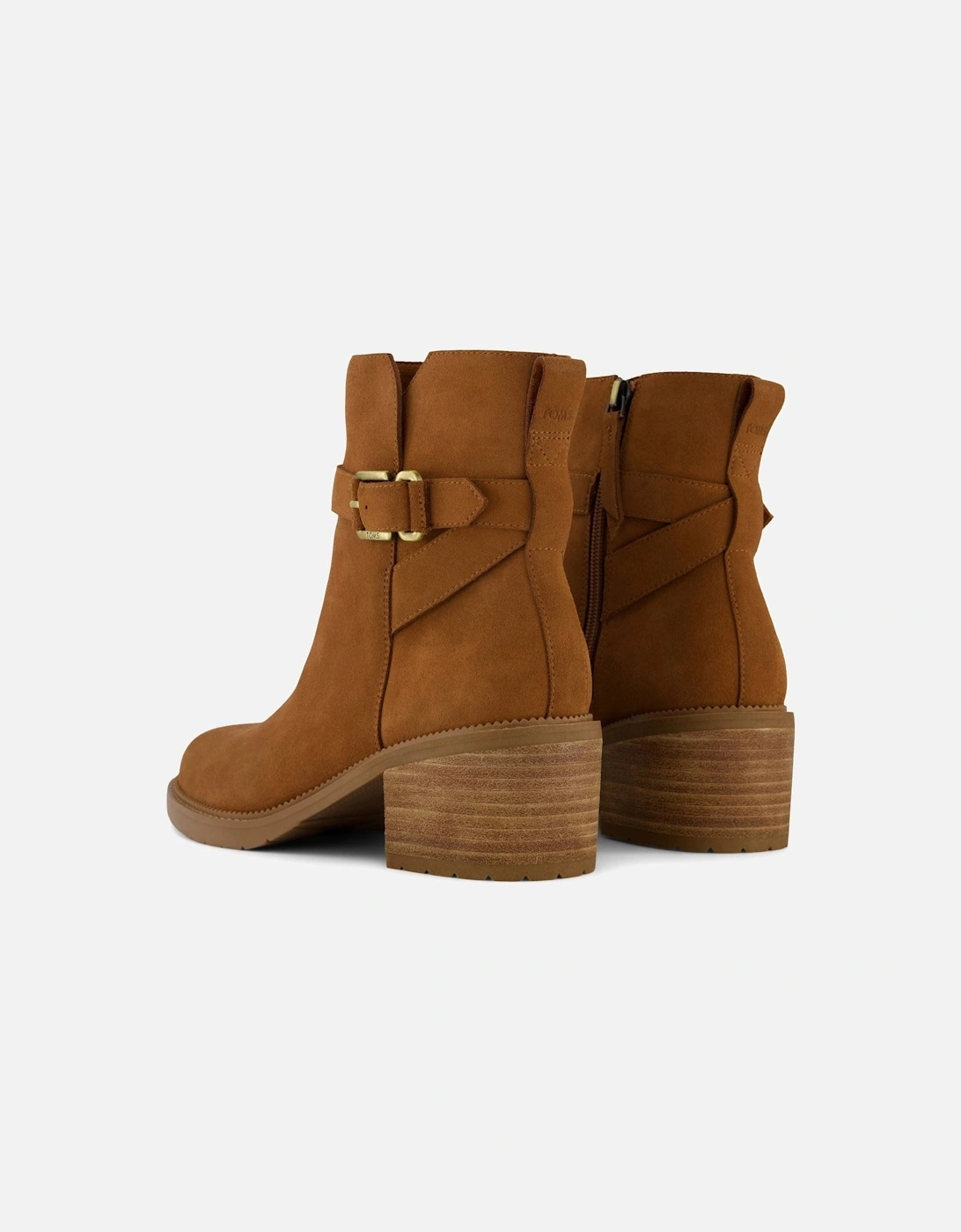 Hailey Buckle Leather Women's Amber Brown Heeled Ankle Boots