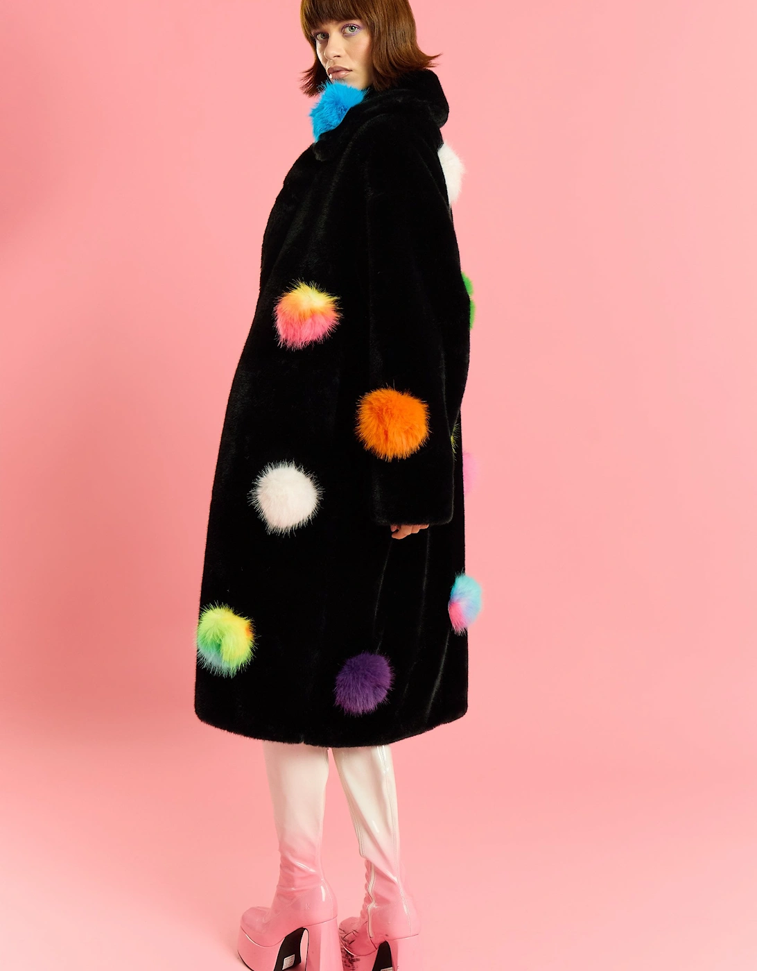 Black Handmade Bamboo Lyocell Faux Fur Coat, 5 of 4
