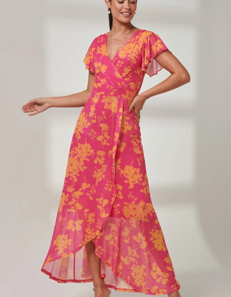 Gisselle Ruffle Hem Mesh Maxi Dress