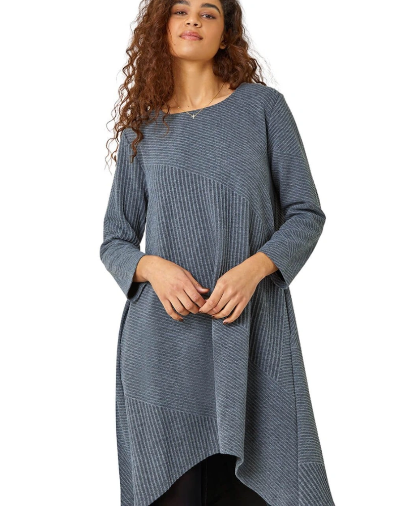 Ribbed Asymmetric Stretch Jersey Dress