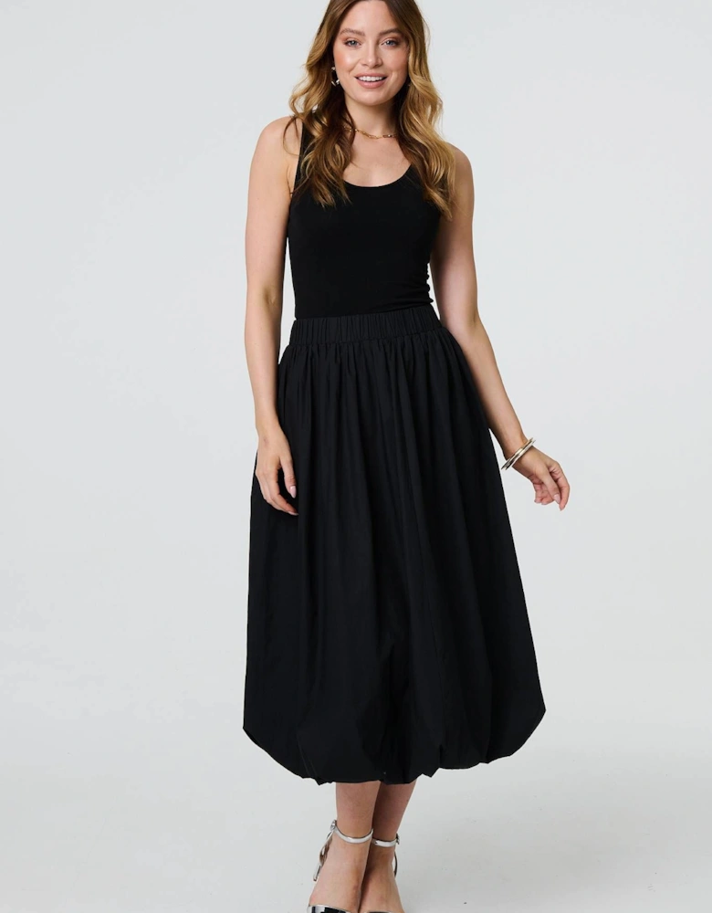 High Waist Elasticated Midi Bubble Skirt