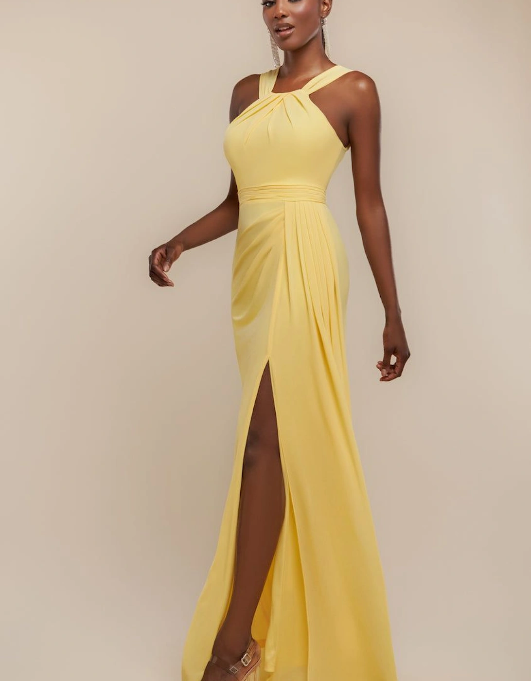Halterneck Thigh Split Chiffon Maxi Dress, 2 of 1