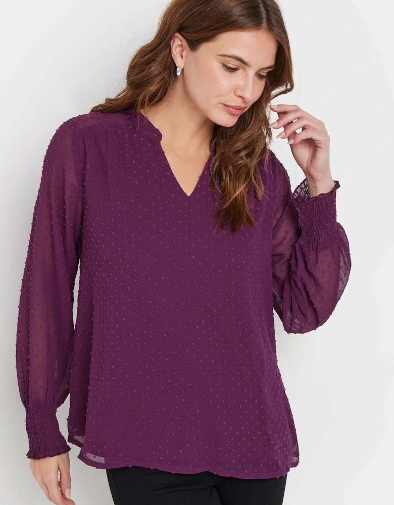 Long Sleeve Spot Detail Blouse
