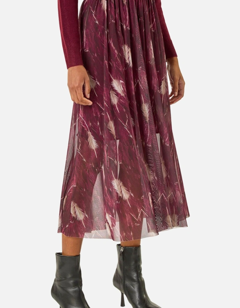 Abstract Print Mesh Overlay Skirt