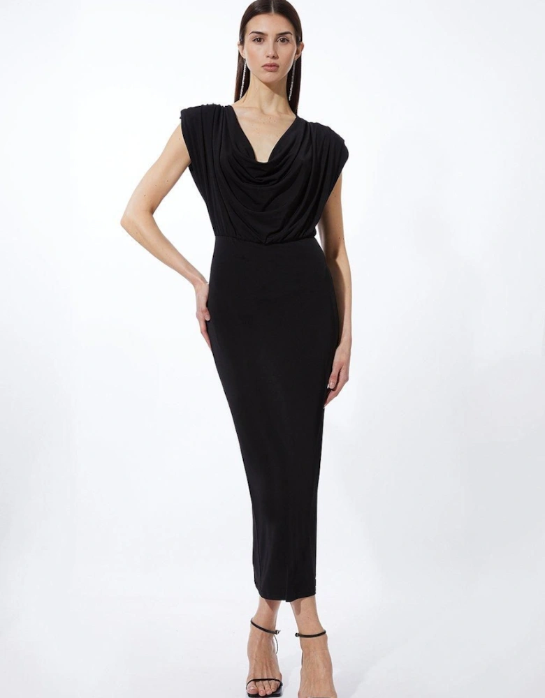 Cowl Neck Jersey Maxi Dress