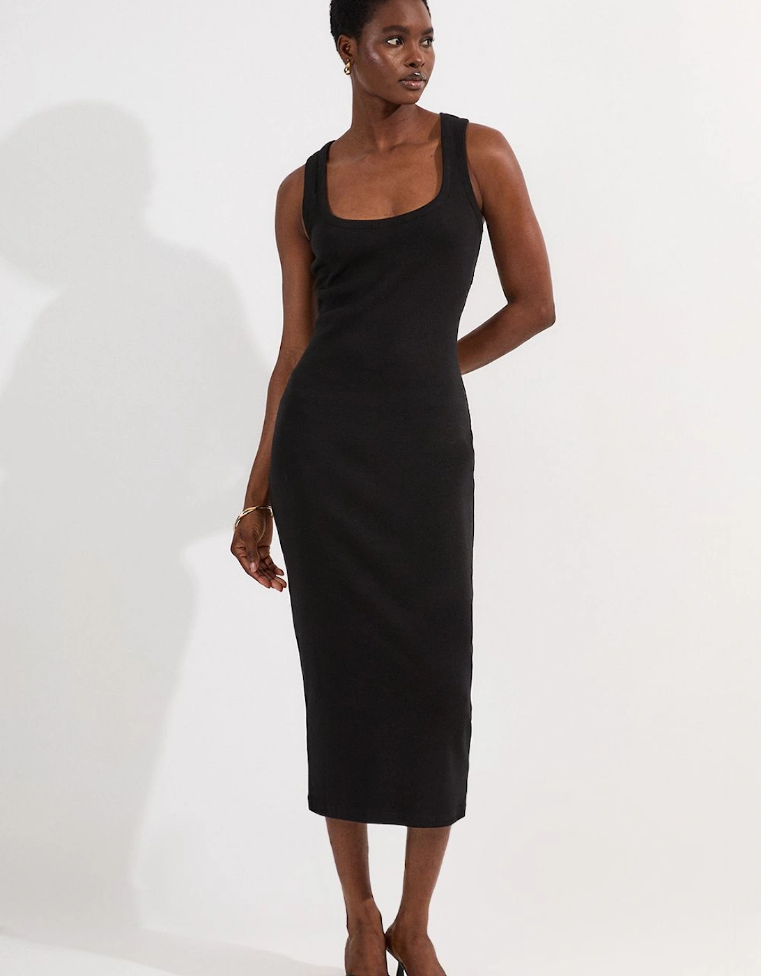 Compact Jersey Rib Racer Maxi Dress, 2 of 1