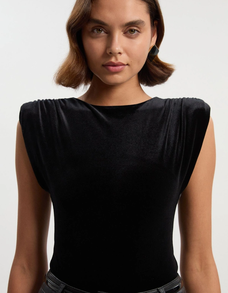 Stretch Velvet Strong Shoulder Bodysuit