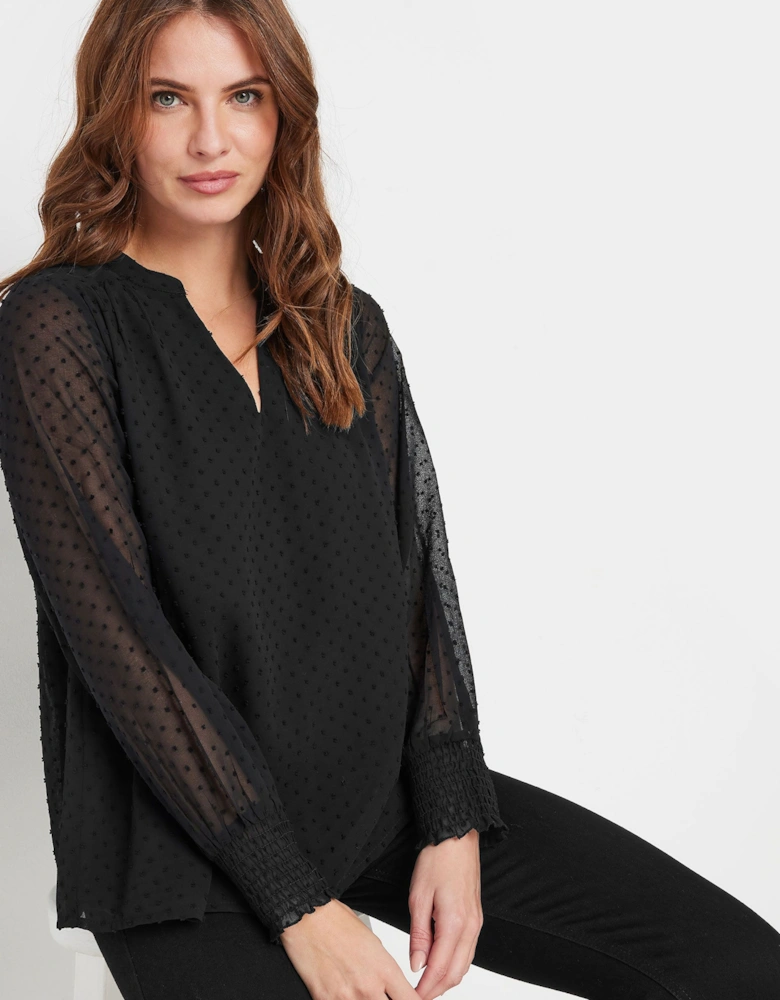 Long Sleeve Spot Detail Blouse