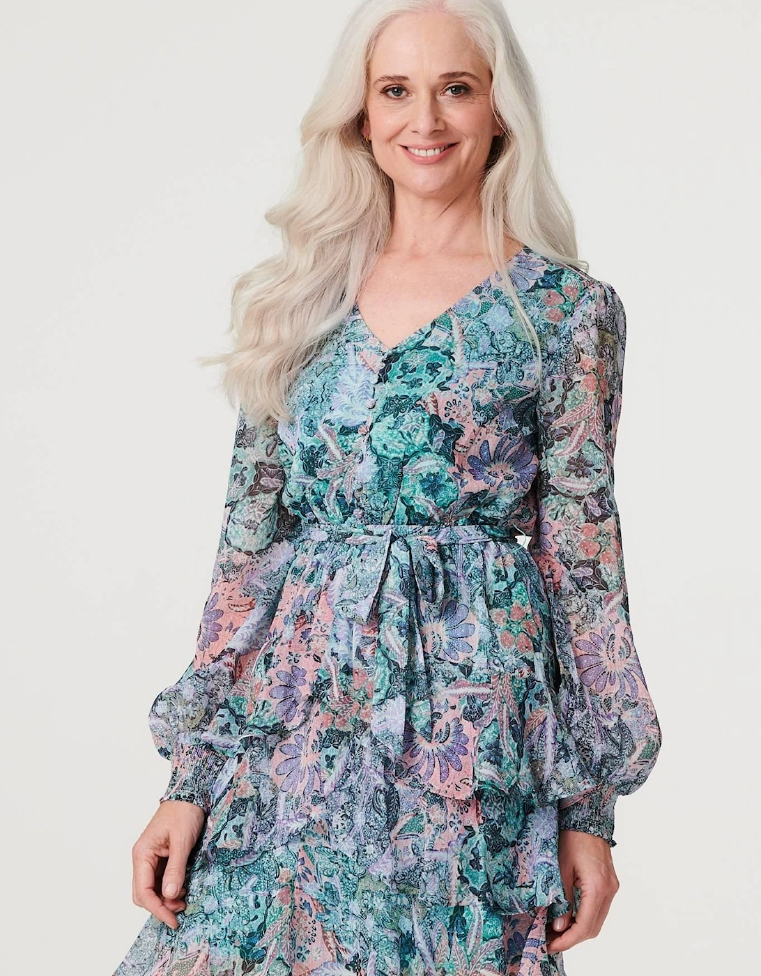 Printed Layered Hem Short Dress, 2 of 1