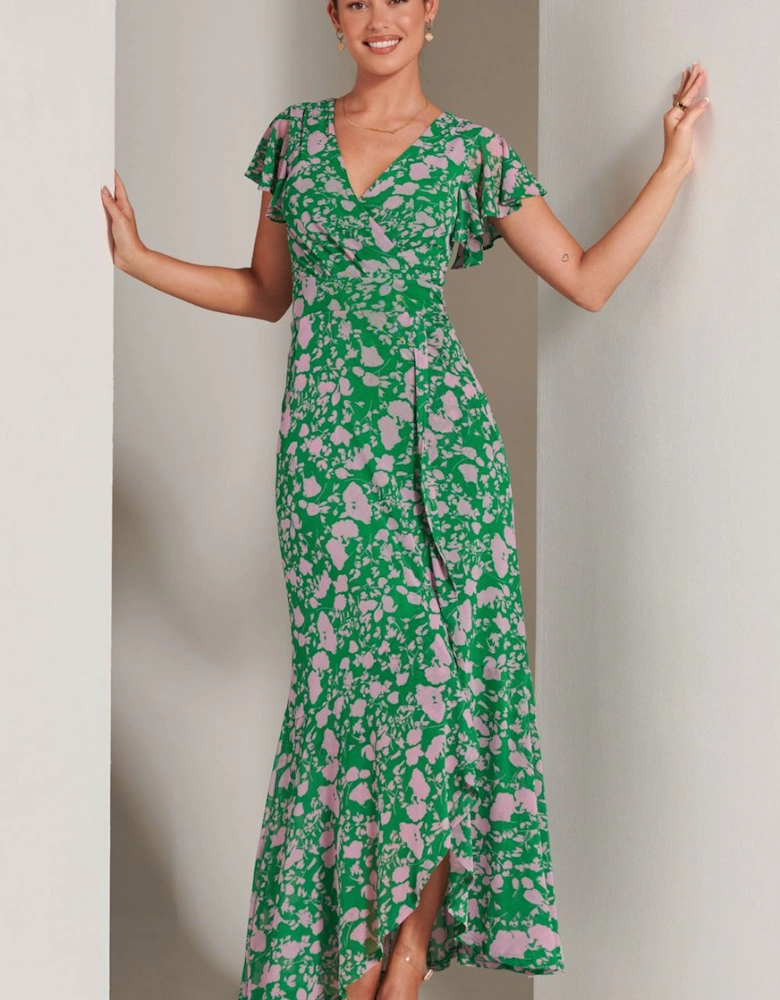 Gisselle Ruffle Hem Mesh Maxi Dress