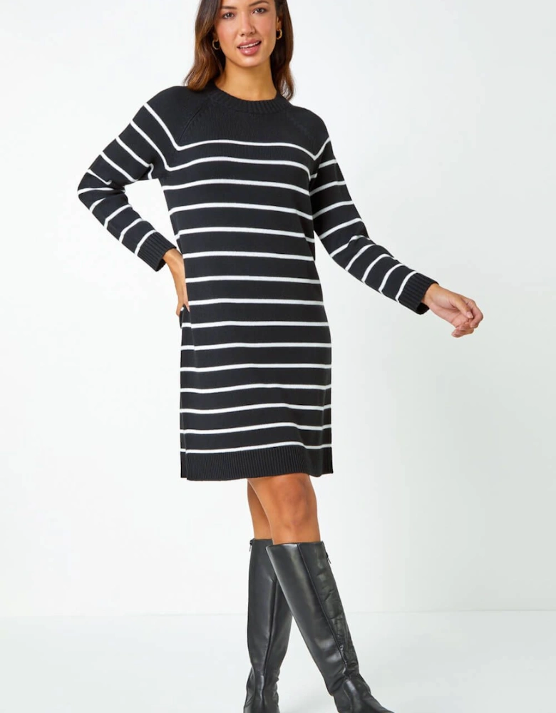 Stripe Print Knitted Jumper Dress