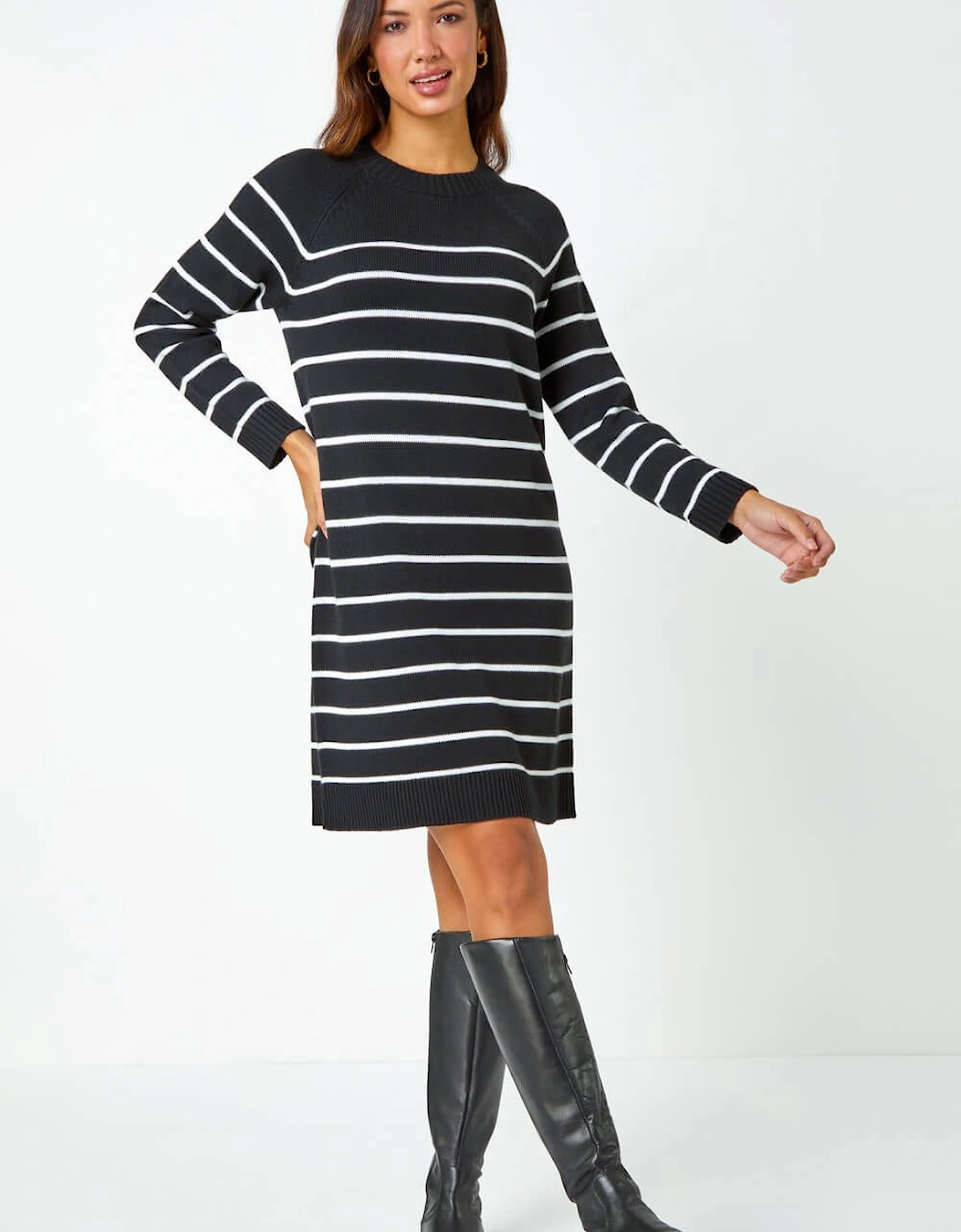 Stripe Print Knitted Jumper Dress, 2 of 1