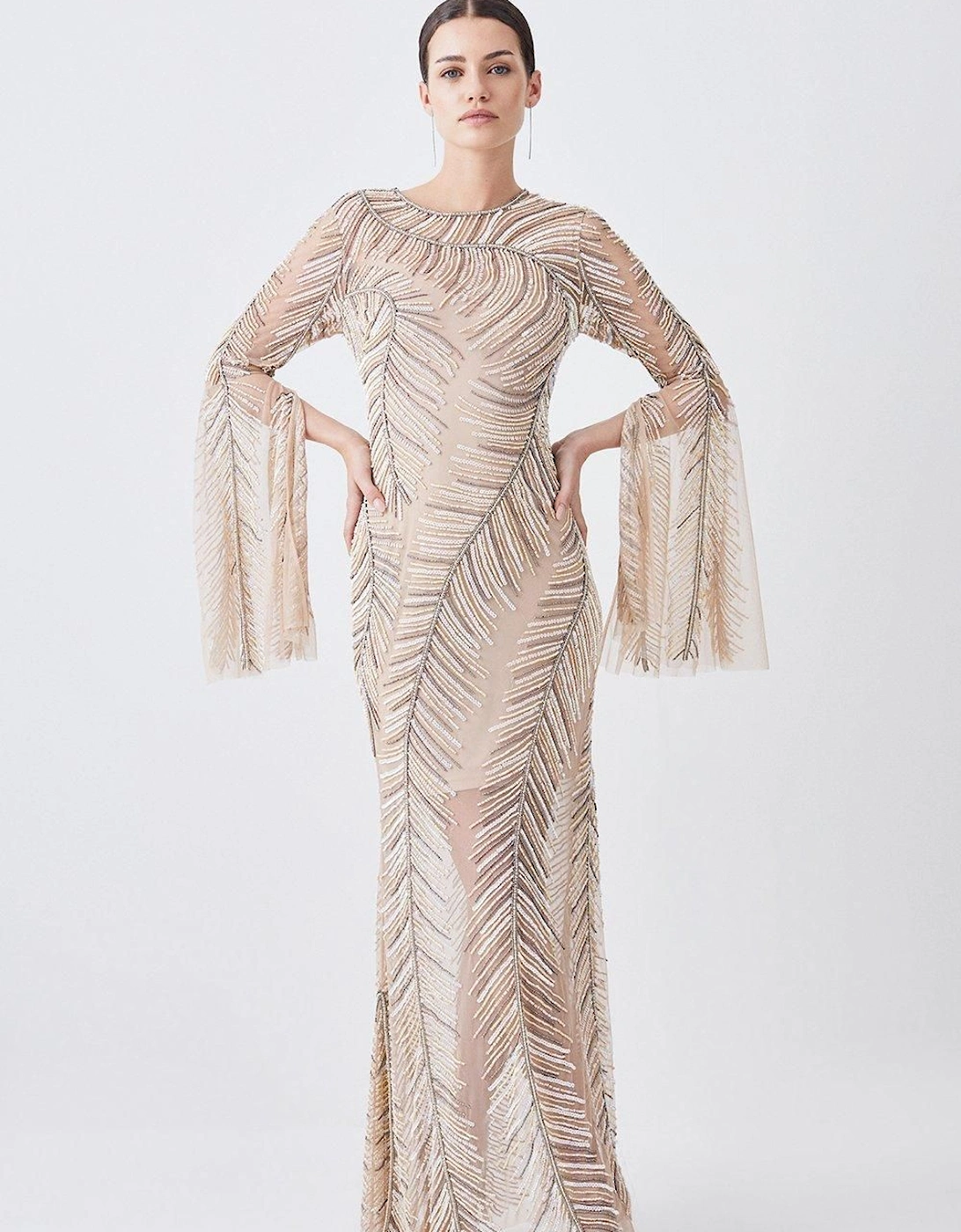 Petite Feather Crystal Embellished Maxi Dress, 2 of 1