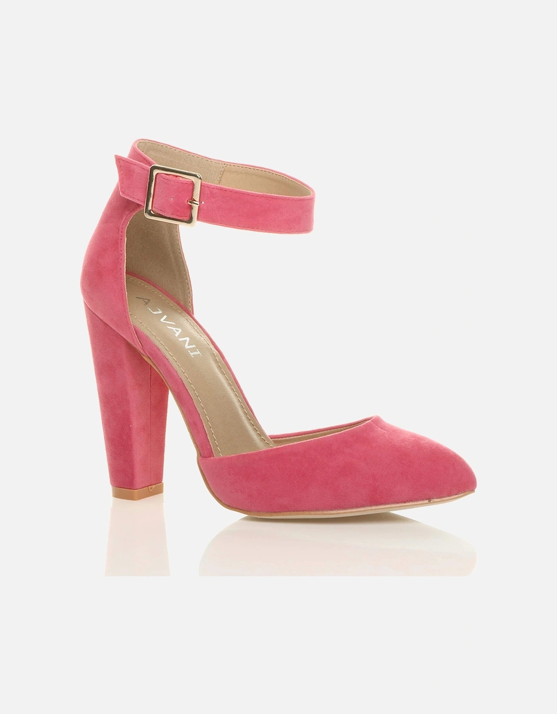 High Block Heel Ankle Strap Pointed Toe Faux Suede 2 Part Heels, 2 of 1