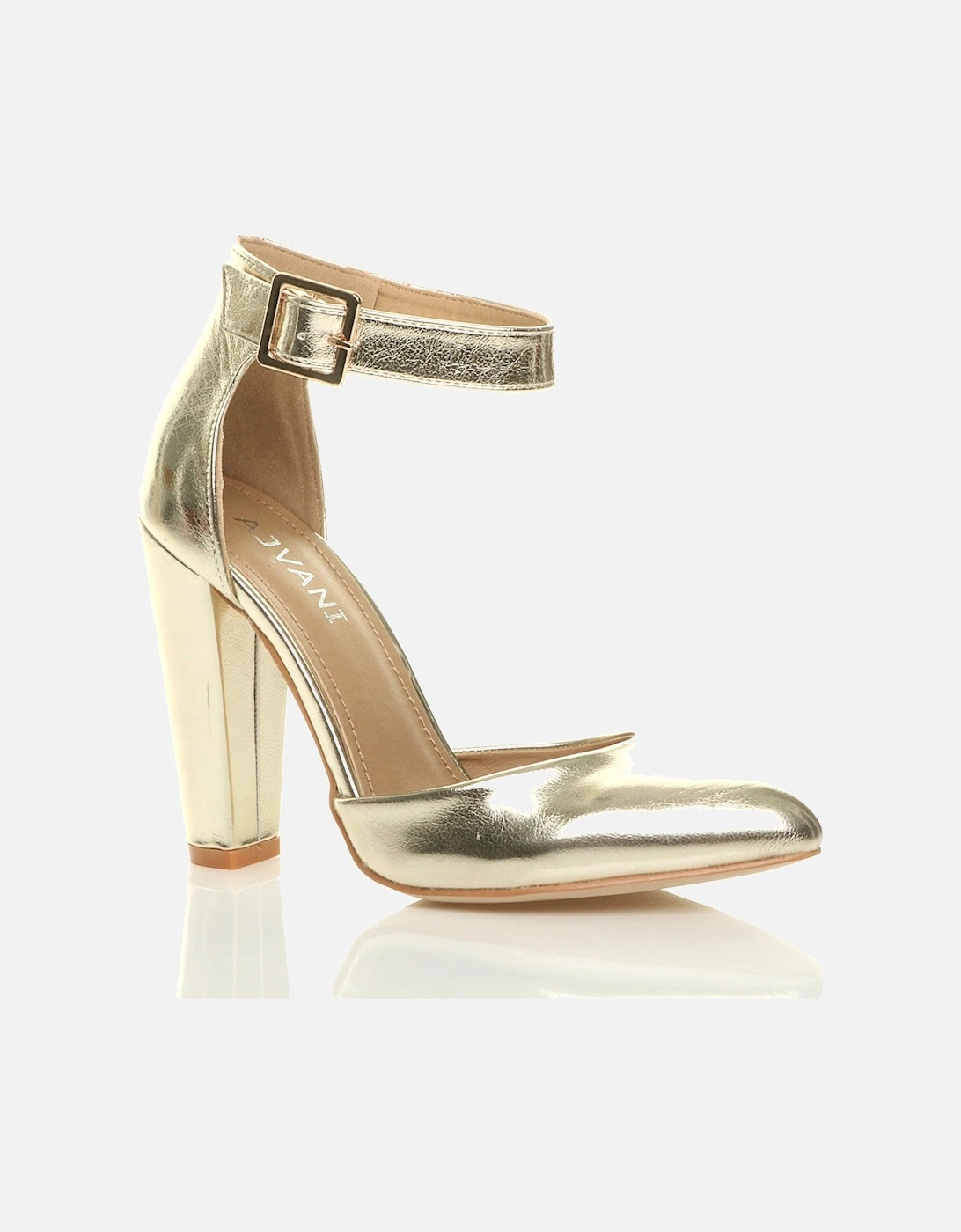 High Block Heel Ankle Strap Pointed Toe  2 Part Heels, 2 of 1