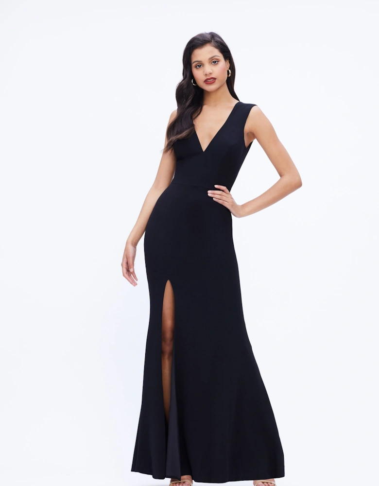 Sandra Plunging V-Neck Mermaid Dress Plain