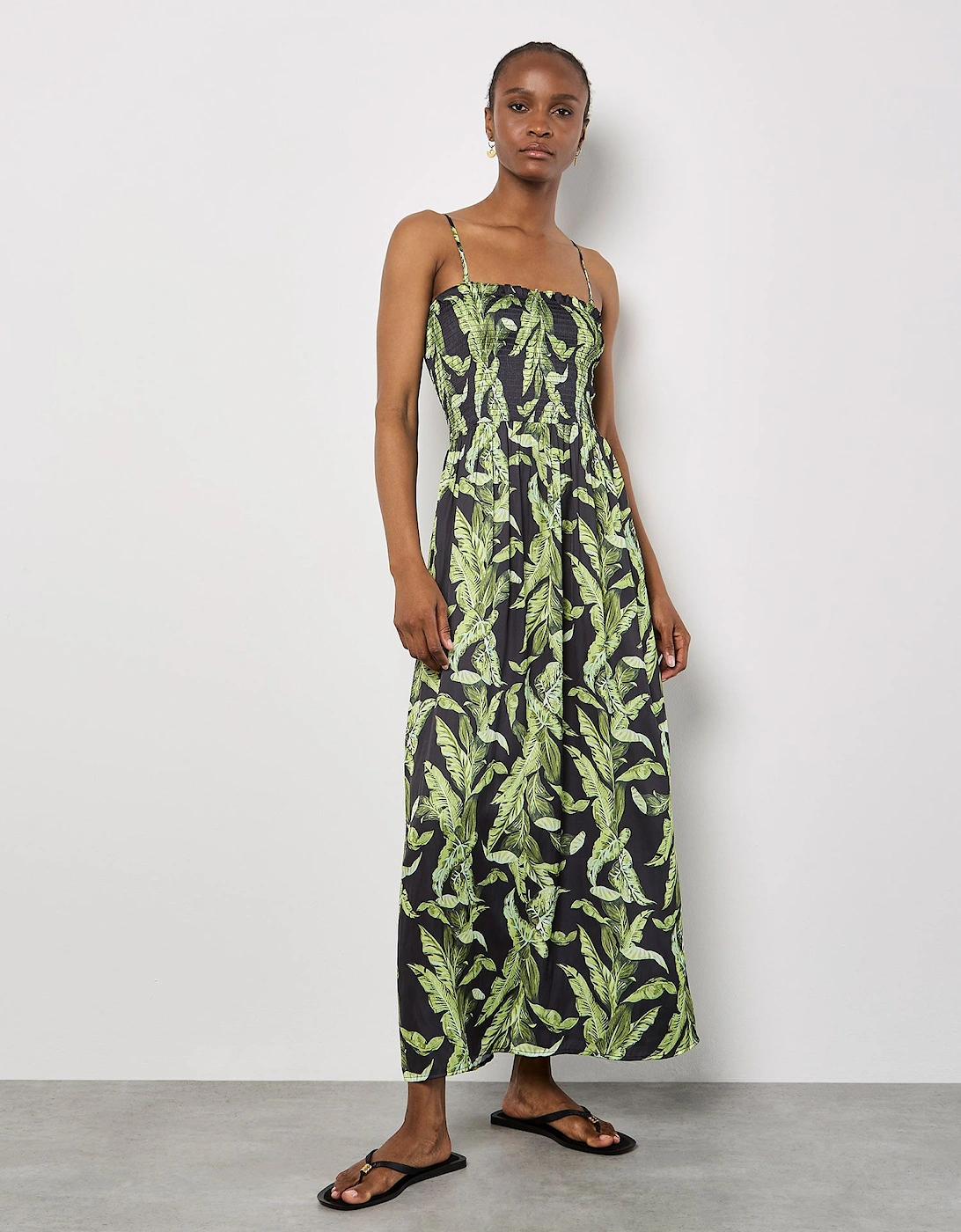 Tropical Leaf Satin Maxi Dress, 2 of 1