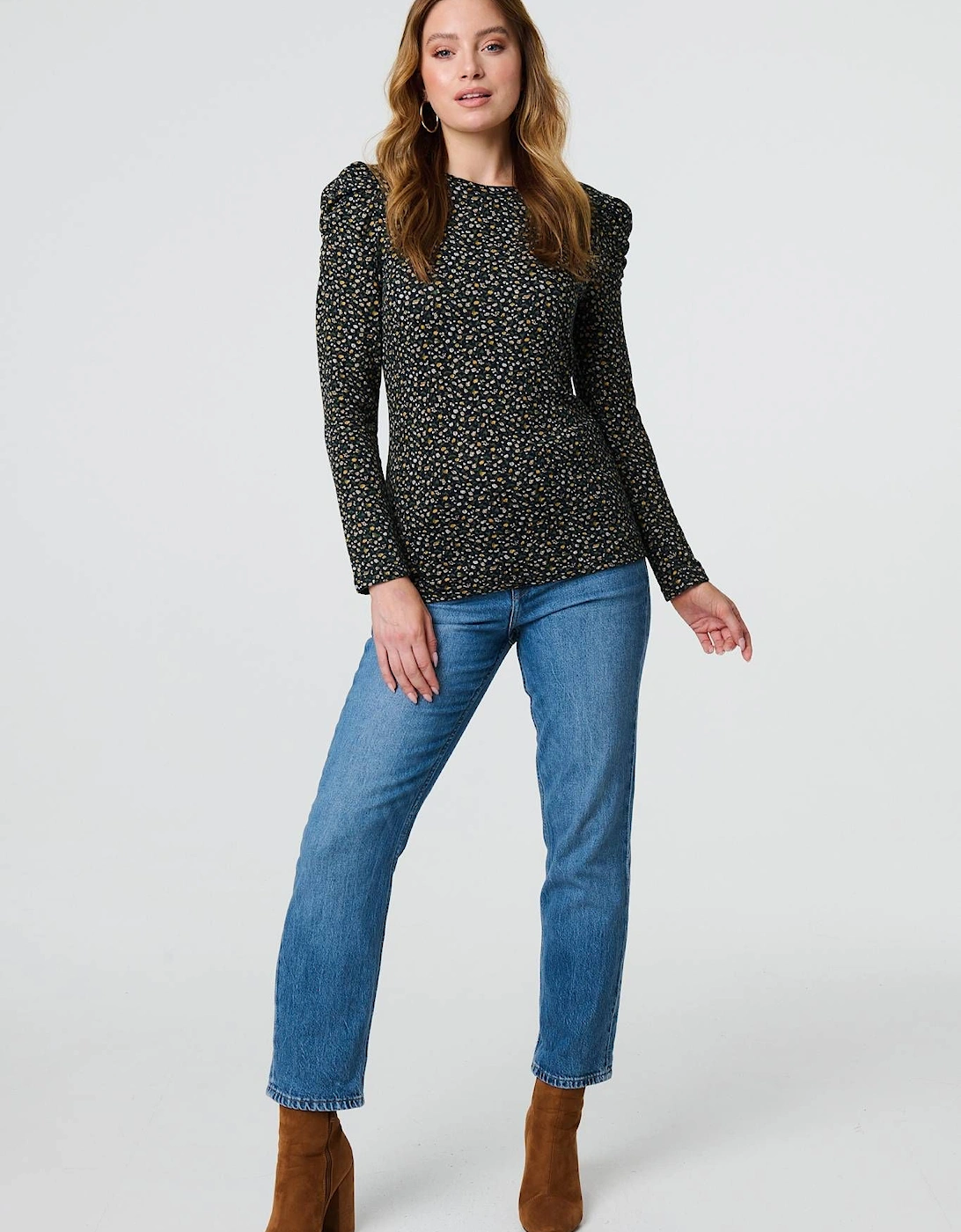 Ditsy Floral Ruffled Long Sleeve Top, 2 of 1