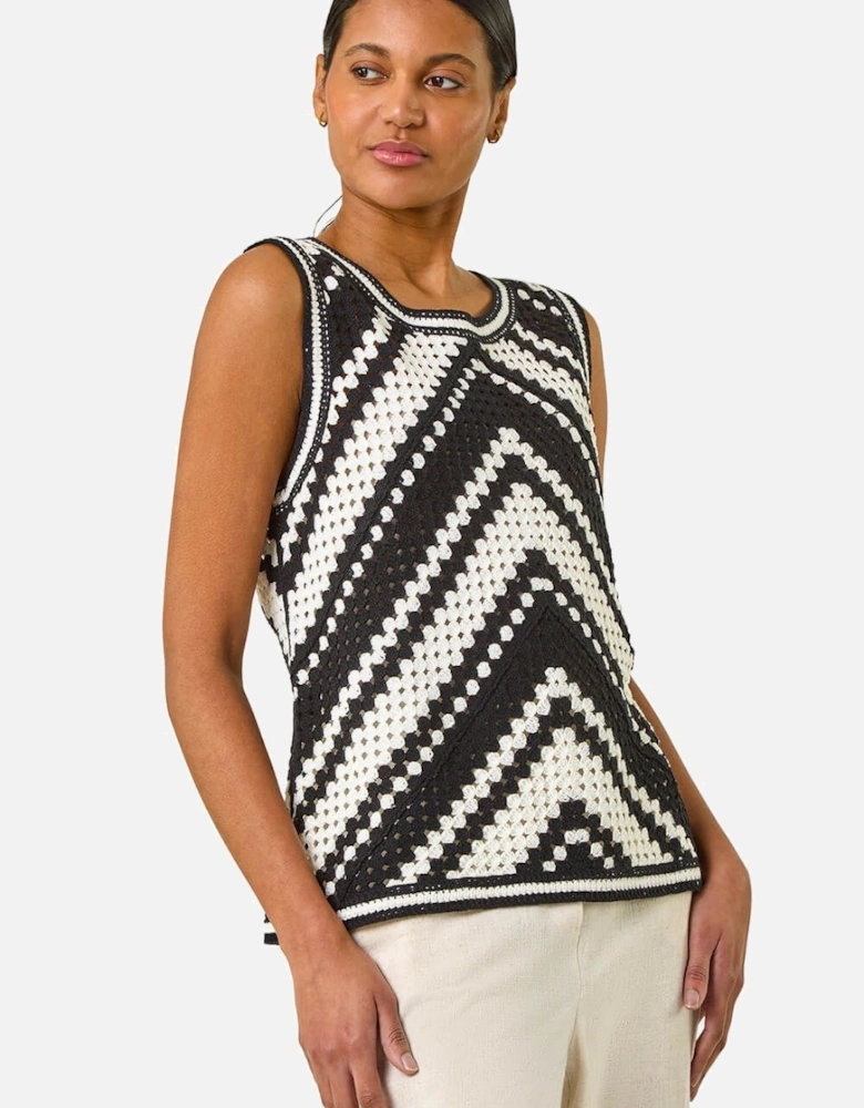 Chevron Crochet Knit Vest Top