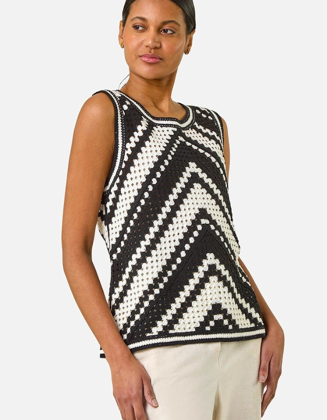 Chevron Crochet Knit Vest Top, 2 of 1